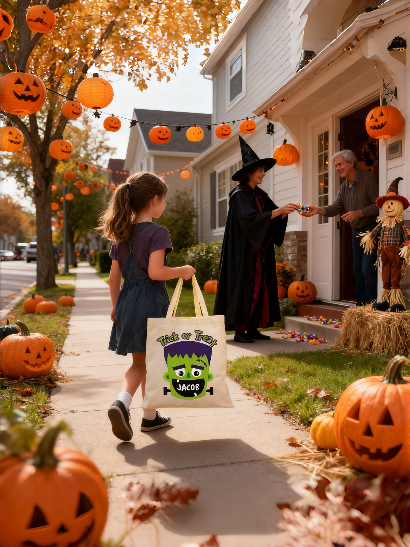 Custom Halloween Canvas Candy Bag